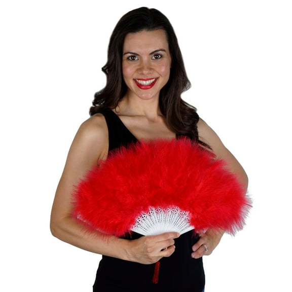 Zucker Marabou Feather Fan - 11 - 20" - Red