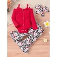 thumbnail image 2 of GXFC Infant Girls Christmas Outfits Set Clothes 3M 6M 9M 12M 18M 24M Baby Girls Long Sleeve Rib Romper and Flare Pants and Headband 3Piece Casual Autumn Clothing for Newborn Girls, 2 of 9