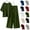 Army Green, variant on pstuiky Pajama Set for Women Fashion Solid Color Comfortable Pajama Sets with Pants Summer Loose Fit V-Neck Short Sleeve Sleepwear Army Green S