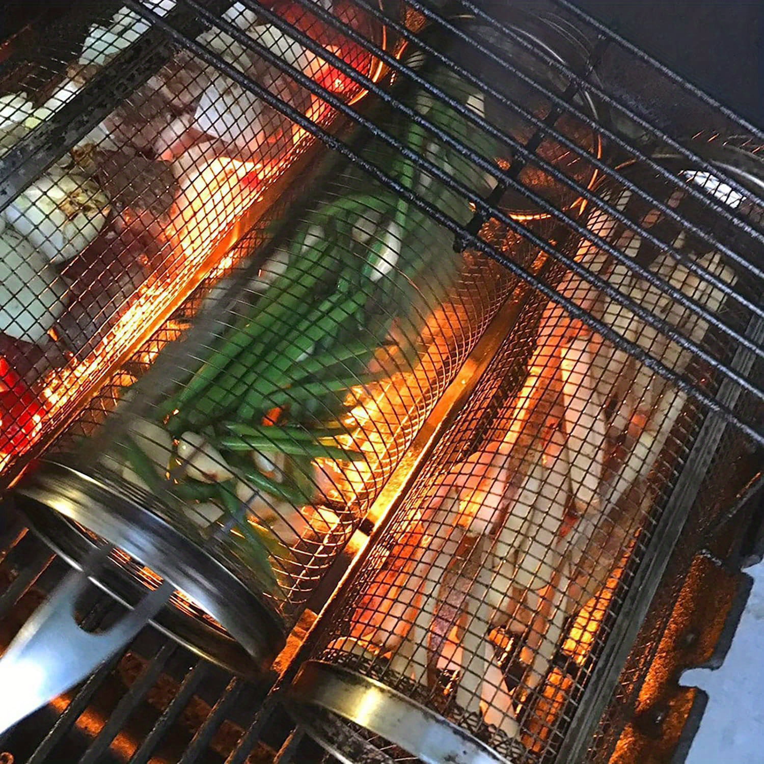 1pc Round Bordered Bbq Net Korean Style Grilling Basket, Japanese