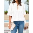 thumbnail image 5 of Women'S V-Neck Balloon Sleeve Top White L, 5 of 7