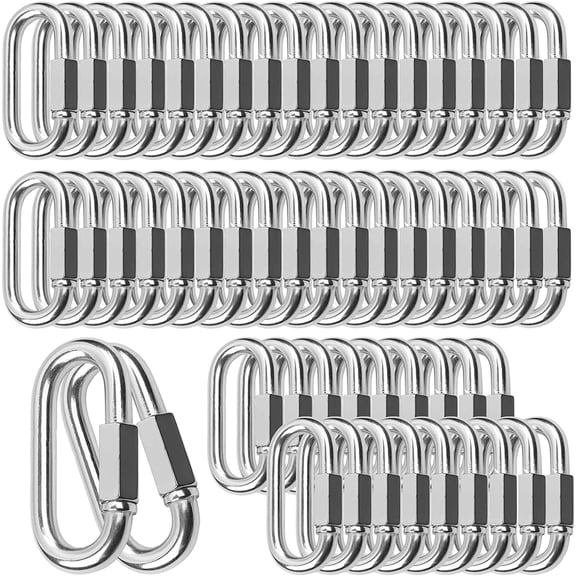 Quick Links Chain Heavy Duty Carabiner Clips, (50Pcs-M6, 20Pcs-M8, 15Pcs-M10) Galvanized Thread Quick Link Hardware for Safety Chain Swing Gym