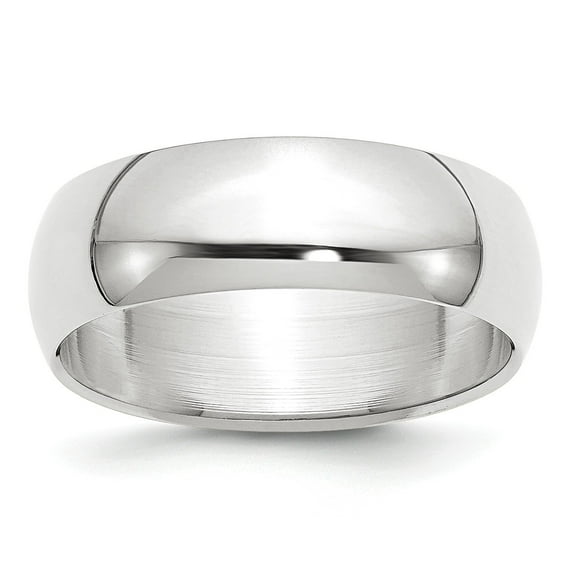 14k White Gold 7mm Half-Round Band - Size 11.5