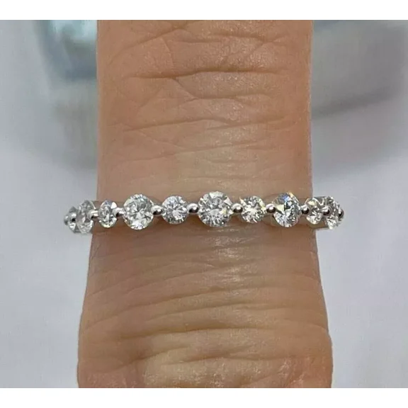 2Ct Round Cut Lab-Created Diamond Eternity Band Ring14k White Gold Plated Silver