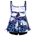 thumbnail image 5 of Hilor Women's Plus Size Swimwear Floral Tankini Set Drawtring Modest Two Piece Swimsuit, 5 of 8