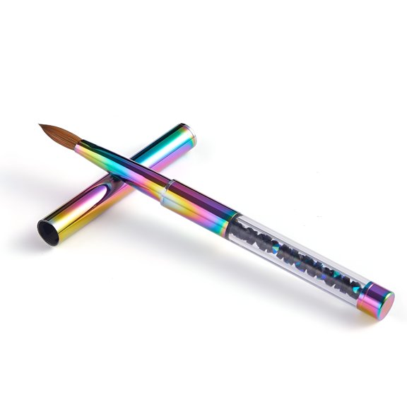 RAGUPEL 100% Kolinsky Acrylic Nail Brush Rainbow Crystal Handle Crimped acrylic brushes for nails