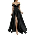 thumbnail image 3 of Vestido de verano con hombros descubiertos para fiesta, graduación, abertura alta, sexy, escote en V, vestido de noche para mujer, túnica plisada lisa, vestidos elegantes largos para mujer, 3 of 5