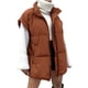 thumbnail image 1 of Chaleco Acolchado Extragrande de Invierno para Mujer, Ligero, con Cuello Alto, Sin Mangas, Acolchado y Bolsillos. Marrón Oscuro XL, 1 of 10
