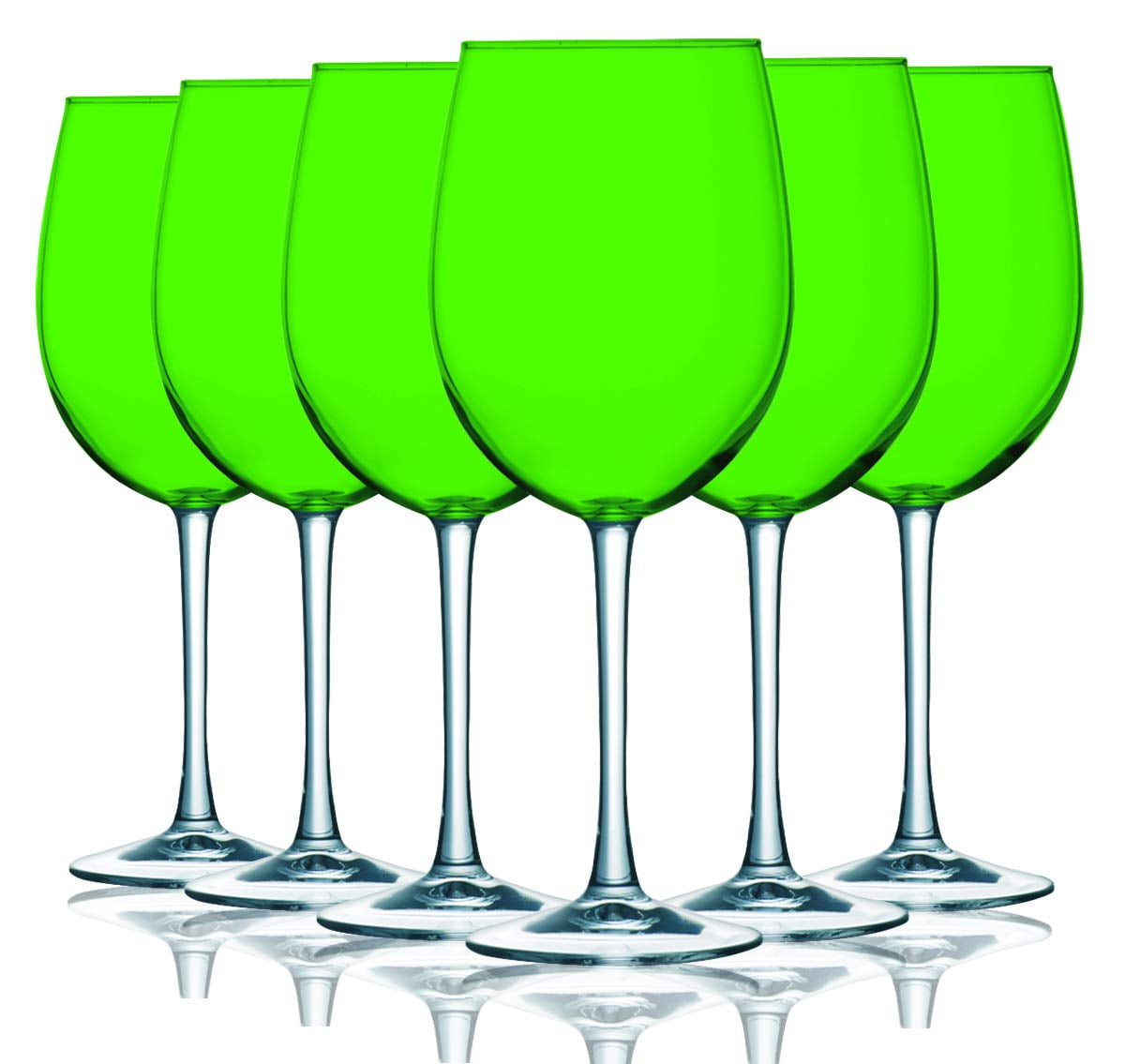 Lime Green Top Accent 16 oz Cachet Wine Glasses Set of 6 by TableTop