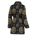 thumbnail image 2 of Cute Gold Boho Elephant Pattern Women Bathrobe One Size Univeral Fits, Animal Elephant Fashion Lightweight Plush Fleece Long Robe For Women, 2 of 3
