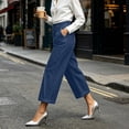 thumbnail image 5 of Erwazi Palazzo Denim Capri Pants for Women Button Waistband Loose Casual Trendy High Waist Jeans Capris with Pocket, 5 of 8