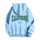 thumbnail image 4 of MHFRRA Sudadera con Capucha y Estampado de Letras, Informal, con Bolsillo Frontal, Ropa de Calle Cómoda para Uso Diario Azul, 4 of 5