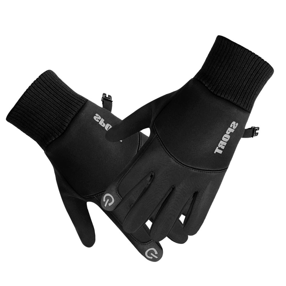 XL,Black Winter Gloves Touch Screen Warm Glove Cold Weather Windproof Waterproof Bicycle Cycling with Reflective Print Windproof Soft Gloves for Cold Weather Outdoor Running Hiking Motorcycle