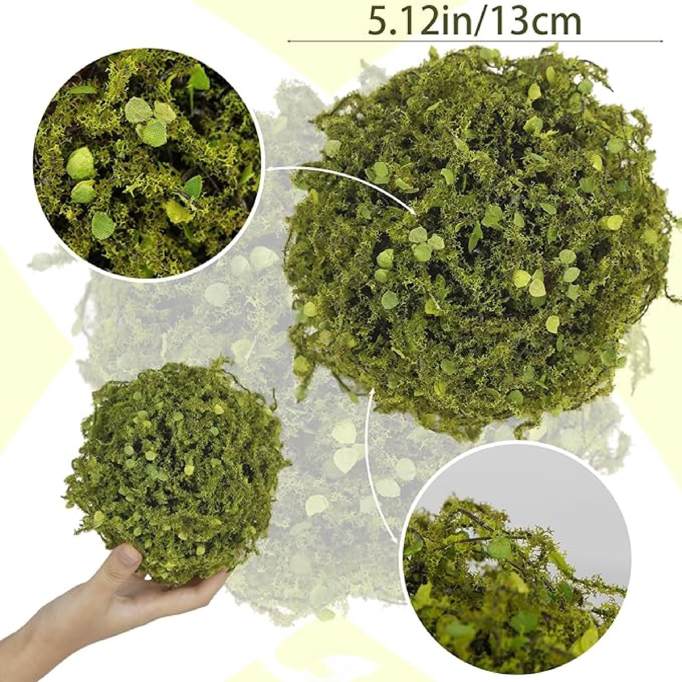 Bexikou 2 Pcs 5 Inch Hanging Faux Dried Moss Spheres, Decorative Greenery Balls,Artificial Plant Topiary Ball for Wedding Home Centerpiece Decor