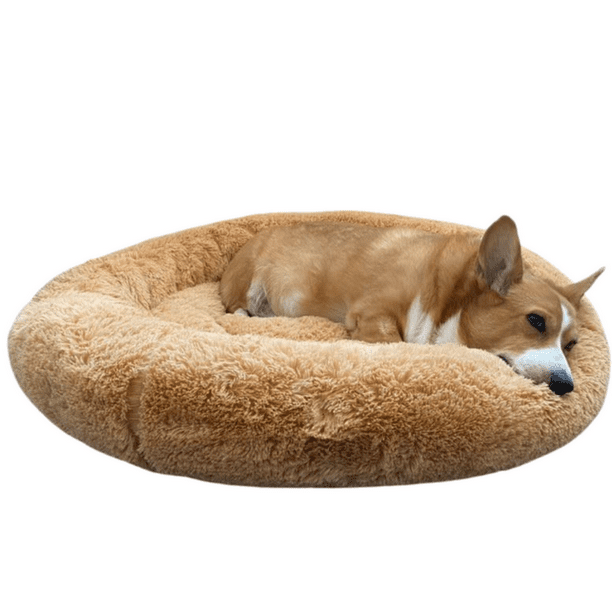 Camita Bienestar Cama Redonda Antiestrés para Perros Doble Vista Memory Foam Mediana 80cm - Beige
