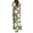 thumbnail image 4 of vigerkar Womens Floral Maxi Dress Summer Short Sleeve Long Dresses Flowy V Neck A Line Maxi Dresses Boho Vacation Beach Dress Green, XXL, 4 of 7