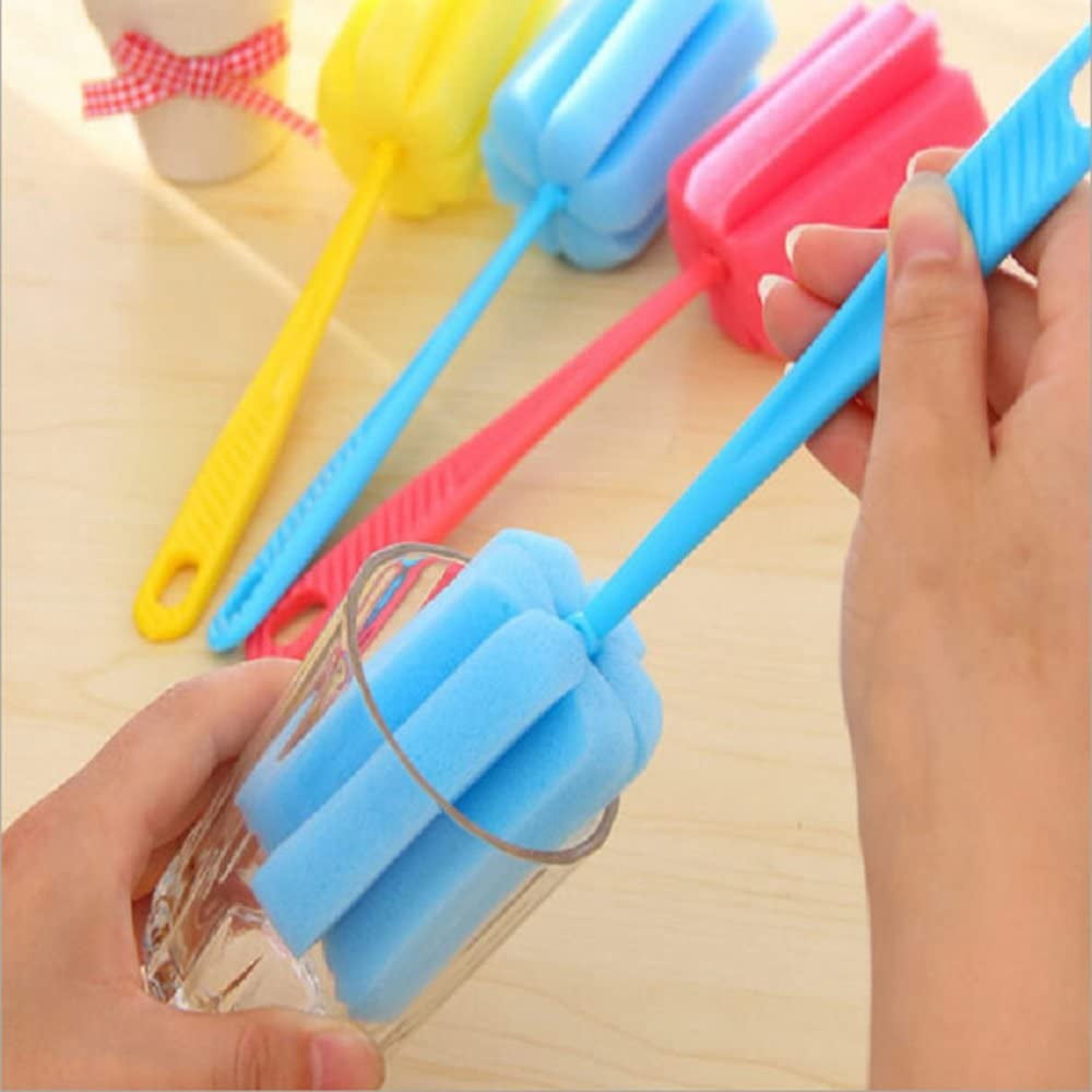 ABPETE 10-Pack Multi-Use Sponge Cleaning Brushes ,Flexible Bottle & Thermos Cleaning Tools with Long Handles for Mugs, Tumblers & Hard-to-Reach Areas