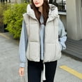 thumbnail image 6 of Hvyesh Cropped Puffer Vest Women Lightweight Quilted Stand Collar Sleeveless Jackets Fall Winter Zip Up Padded Coat with Hood White XXL, 6 of 6
