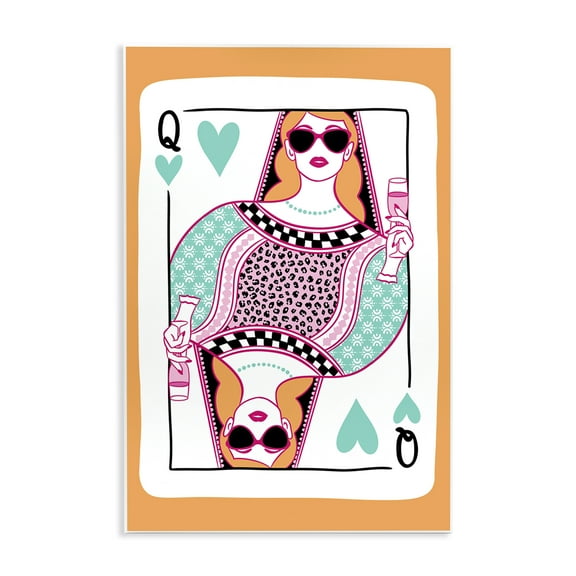 Stupell Industries Queen of Hearts & Drink Entertainment Painting Unframed Art Print Wall Art, 10 x 15