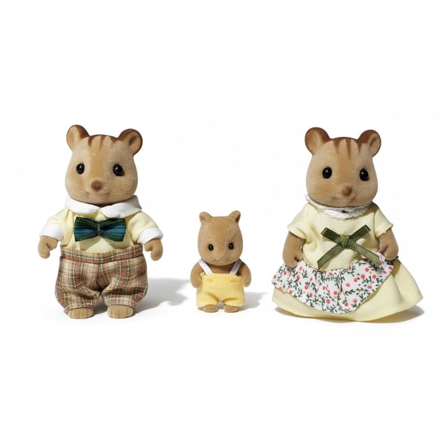 Set de figuras de ardillas listadas marrones OLEOCA con ropa, 3 piezas
