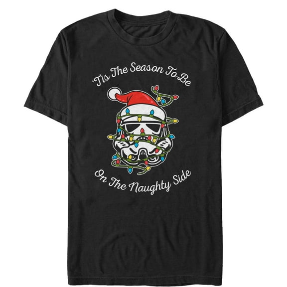 Men's Star Wars Christmas Stormtrooper Naughty Side Graphic Tee Black Small