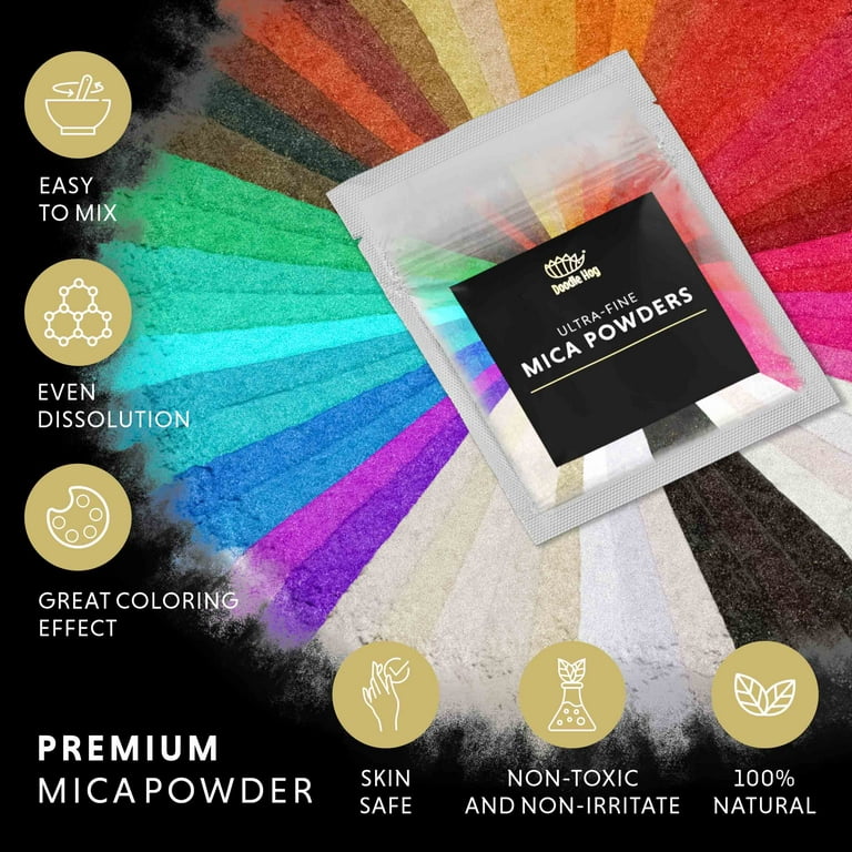 Mica Powder，63 Colors - 10g/Bottle of Natural Pigment Powder for Epoxy Resin，Lip