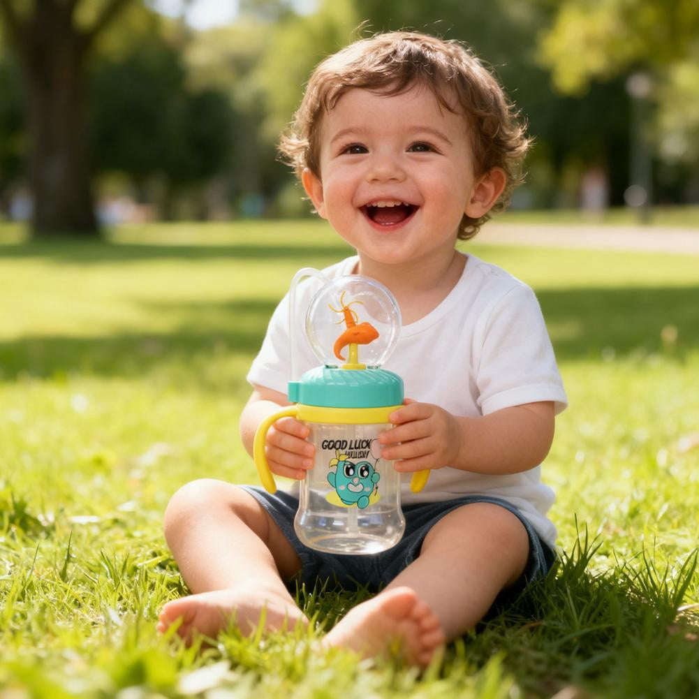 Whale Fountain Sippy Cup with Spray Feature – 300ml Interactive Straw Cup for Toddlers 12M+, BPA-Free Leak-Proof Baby Water Bottle