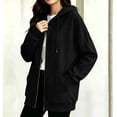 thumbnail image 4 of Atogsazn Womens Fleece Oversized Hoodies Casual Full Zip Long Sleeve Hooded Sweatshirt Fall Winter Tops Black L Fashion, 4 of 9