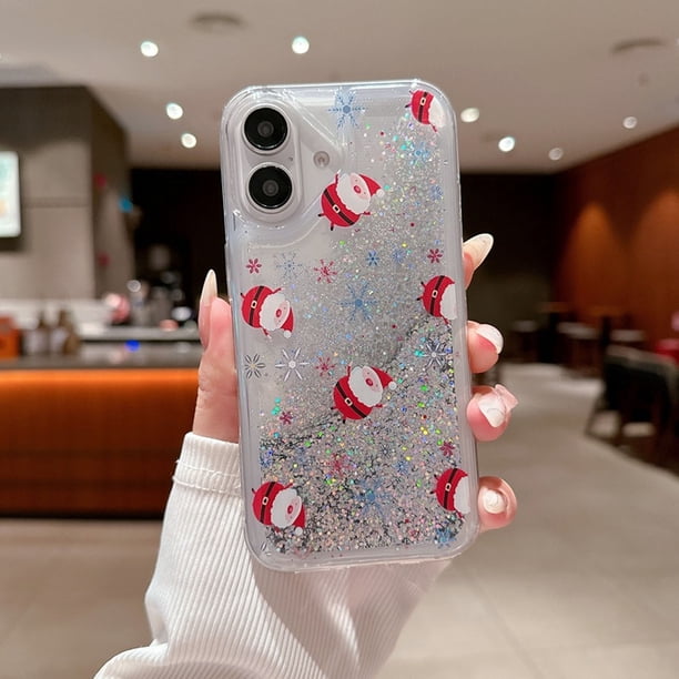 Funda Navideña Xihbxyly para Teléfono con 16 Bonitos Diseños Ondulados y Rizados Diseño de Muñeco de Papá Noel