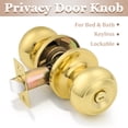 thumbnail image 2 of (8 Pack) knobelite Round Privacy Door Knob(Thumb Turn Lock on The Inside), Keyless Doorknobs Interior/Exterior Lockset,Privacy Knobs for Bedroom/Bathroom,Polished Brass Modern Design Door Hardware, 2 of 6