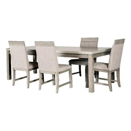 Furniture of America Telli 5-Piece Wood Dining Table Set in Gray and Stone Gray