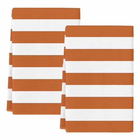 Dish Towels Classical Stripe Absorbent Kitchen Towels 2 PCS Orange Microfiber Hand Towels Dish Cloths Tea Towels for Home Bathroom Cleaning Drying 18X28-Inch