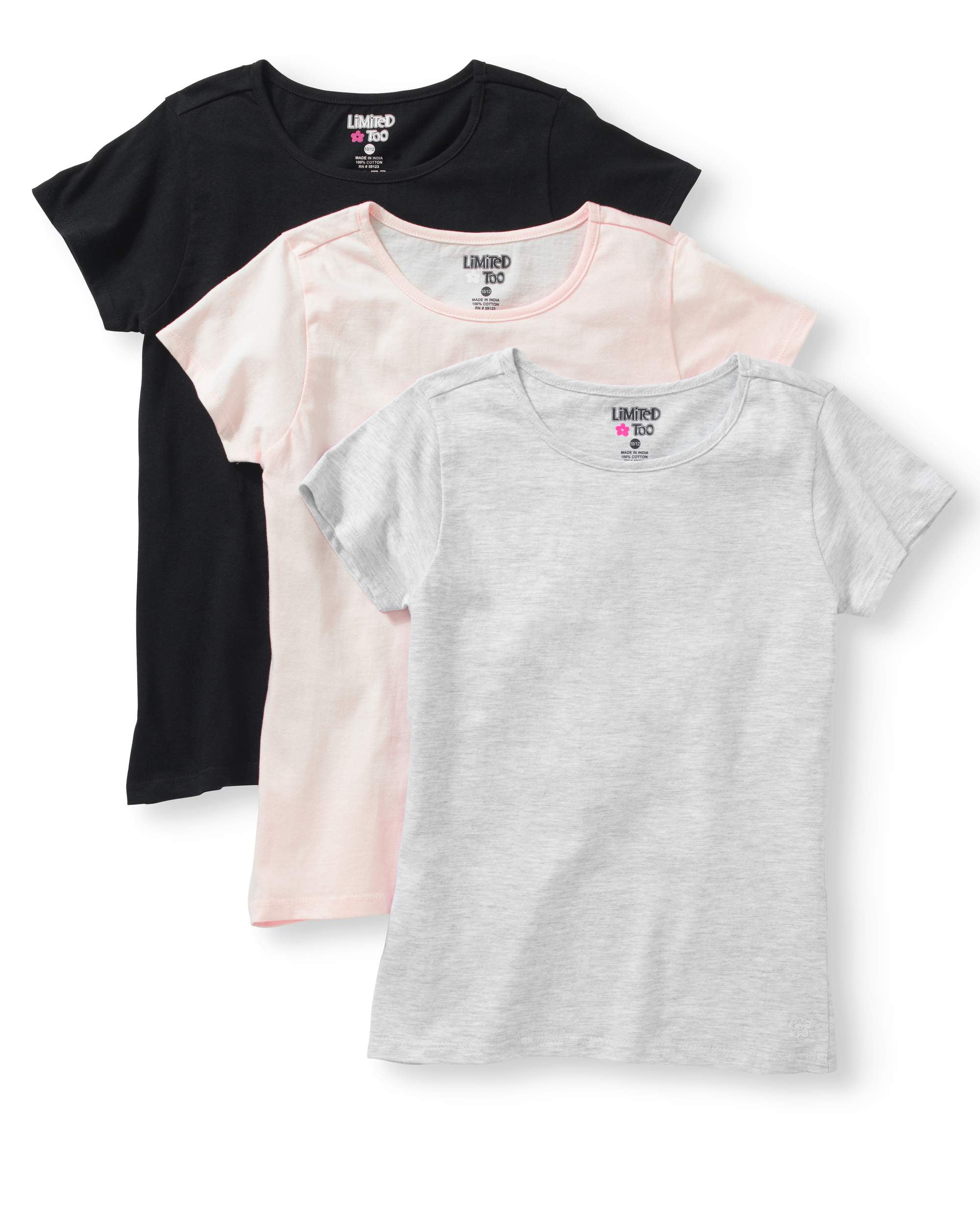 Girls' Short Sleeve TShirts, 3 pack