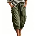 thumbnail image 2 of Cekizud Capri Pants for Women Multi-Pocket Drawstring Waist Loose Casual Cropped Cargo Pants,Sizes S-2XL, 2 of 6