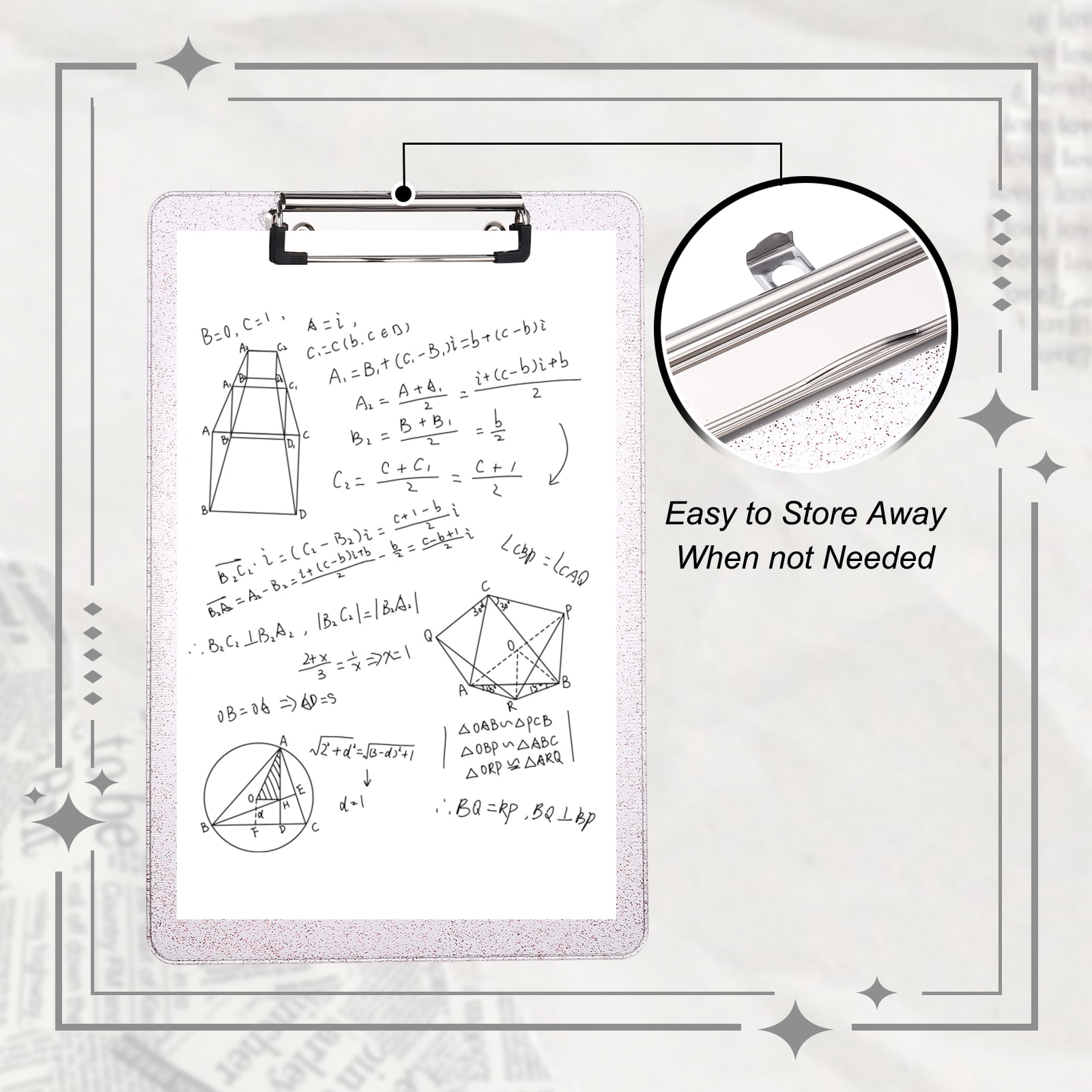 Uxcell Plastic Clip Boards, A4 Size Red Stylish Clip Boards Glitter Design Cute Clipboards Office Supplies for Restaurant Shop Store Note Memo Card Sign Holder