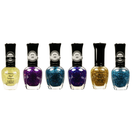 Kleancolor Collection- 3D Textured Glitter  Nail Polish 6pc (Best Glitter Nail Polish Uk)