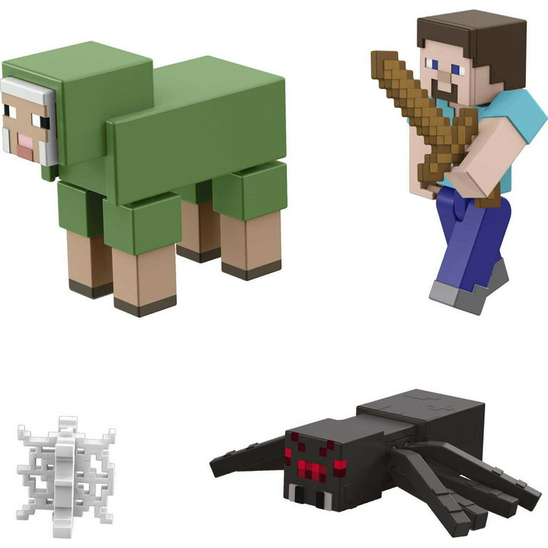 Minecraft Overworld Noob Adventure Set, 3 Action Figures & Accessories  Including Steve, 3.25-in Scale 