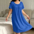 thumbnail image 6 of NominalSnug Womens Nightgown Scalloped Neck Short Sleeve Loose Midi Sleep Dress Loungewear, 6 of 6