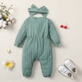 thumbnail image 4 of Mikrdoo Newborn Baby Girls Clothes Rib Long Sleeve Solid Color Romper With Headband 2Pcs Romper Set Green 0-3 Months, 4 of 10