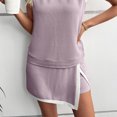thumbnail image 6 of Women's Summer Two Pieces Lounge Set Wash Cotton Sleeveless Tank Top Skort Set Trendy Split Athletic Skirt Shorts Outfits, 6 of 7