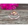 thumbnail image 4 of 10K Rose Gold Champagne Diamond Moissanite Halo Engagement Ring With 7mm Cushion Cut 2.05 Carat Milgrain Art Deco, 4 of 6