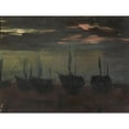 thumbnail image 2 of Alice Pike Barney 14x12 Black Ornate Wood Framed Double Matted Museum Art Print Titled: Ships in Moonlight, 2 of 5