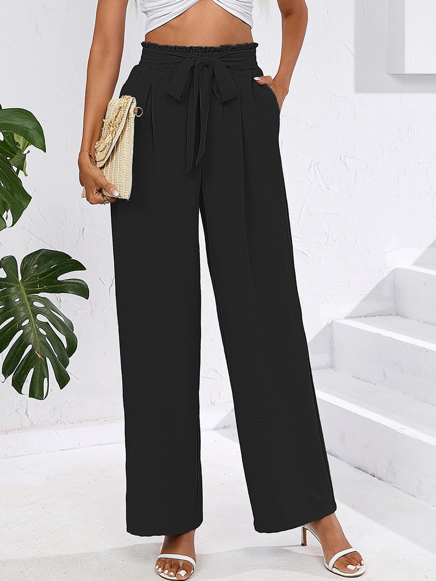 Uterque Knot Detail Drawstring Trousers in Black — UFO No More