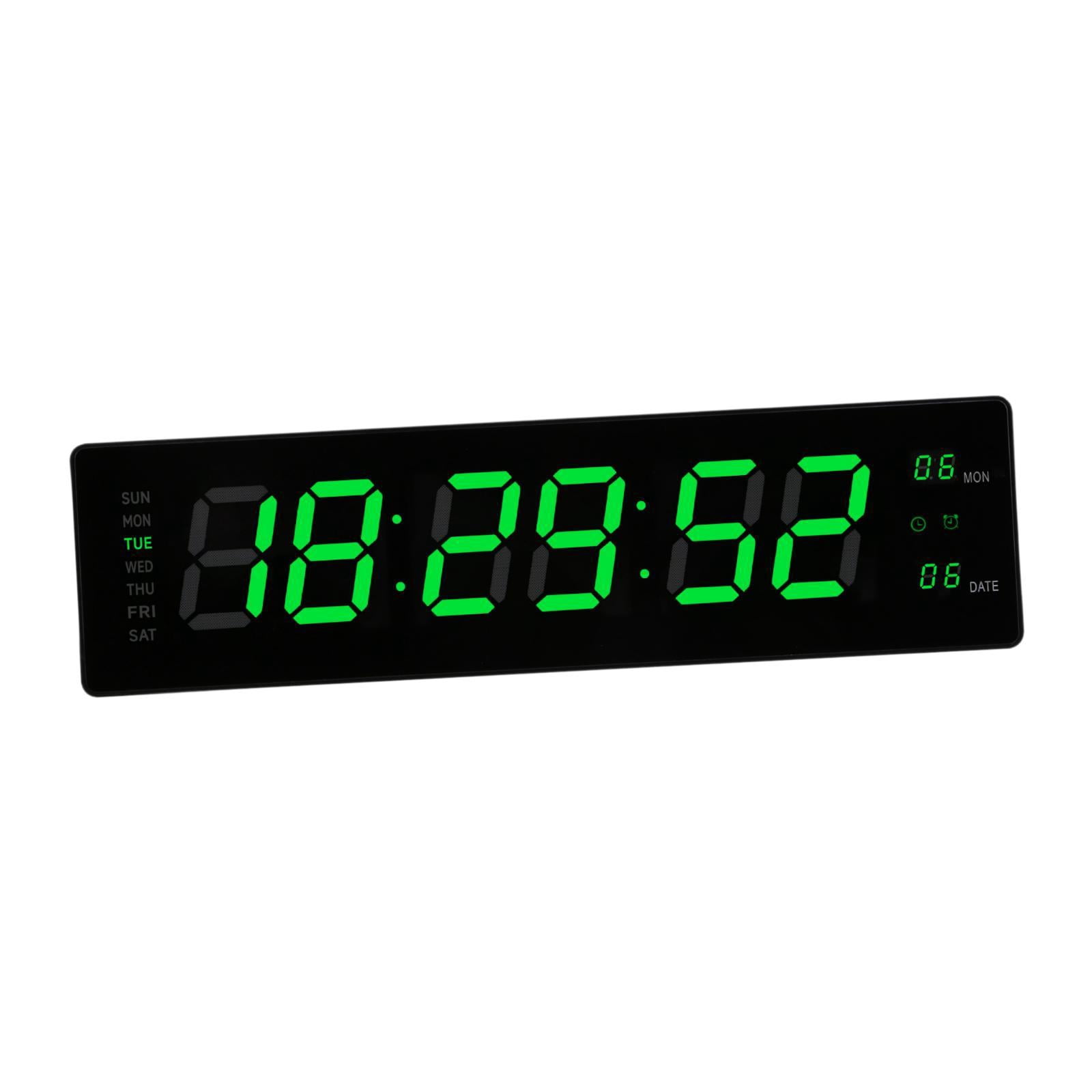 Baoblaze LED Digital Clock Bedroom Display Date Calendar Bar Wall Hanging Alarm Clock Green