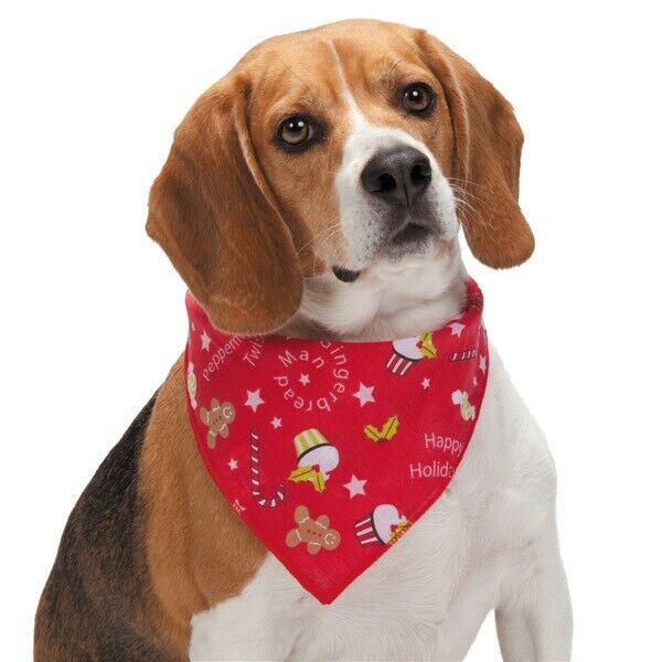 Dog Holiday Bandanas Christmas Them Print Festive 19" or 22" Square Pick Pattern (Peppermint 