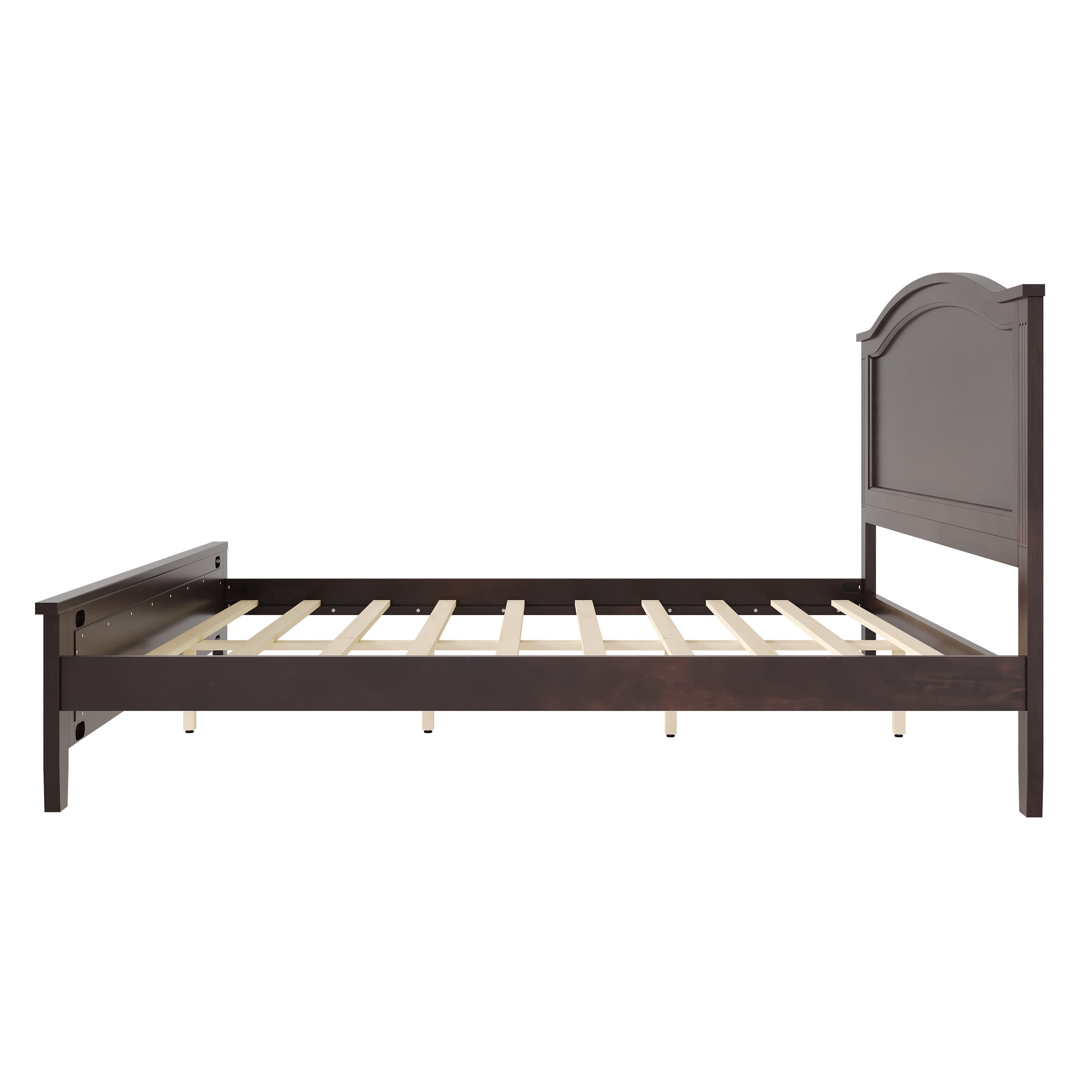 Noble House King Size Platform Bed with Headboard and Slat Support, Wooden Bed Frame, Rustic Farmhouse, Espresso