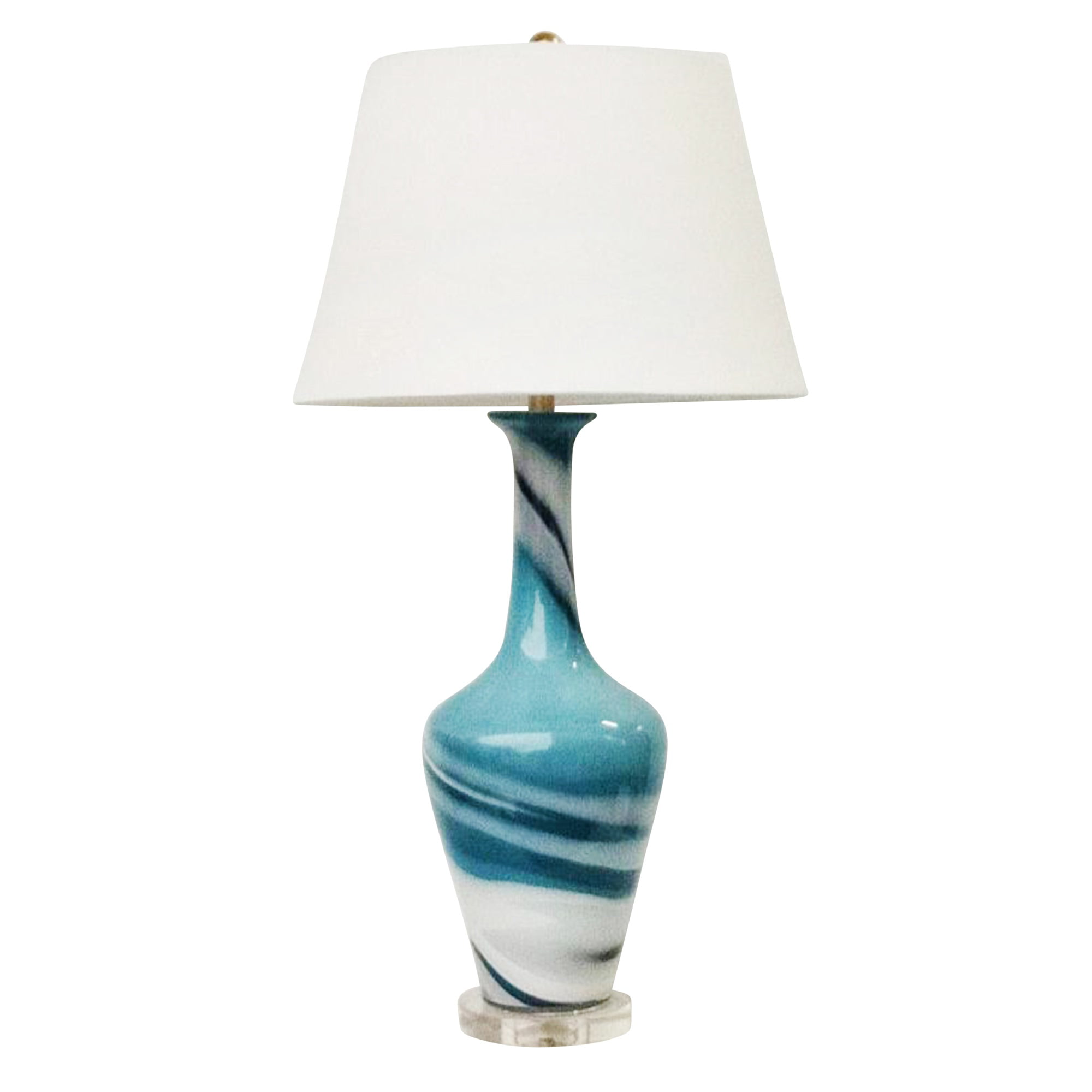 Glass 33 Table Lamp Blue Swirl, Ocean Breeze Clear Blue Sea Bubble Glass Table Lamp