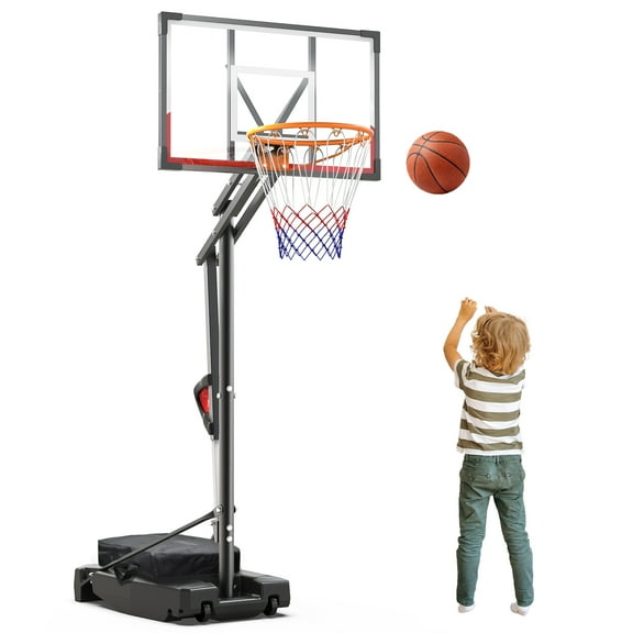 NEDYO Portable Basketball Hoop Goal System Outdoor Court 8.5ft Adjustable, HDPE Backboard Material