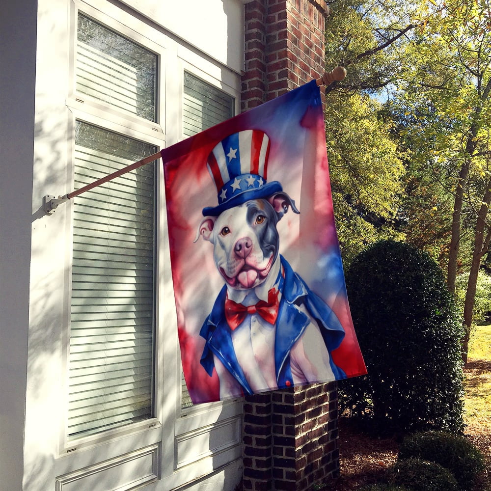 Pit Bull Terrier Patriotic American House Flag 28 in x 40 in
