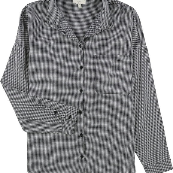 Joie Womens Houndstooth Button Up Shirt, Blue, X-Small